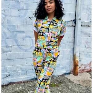 Nooworks Magic Suit Coverall Jumpsuit Colorful Florescent Neon Dreyfus Print XS